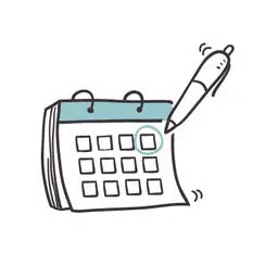 Kalender med penn som ringer rundt en dato. Illustrasjon